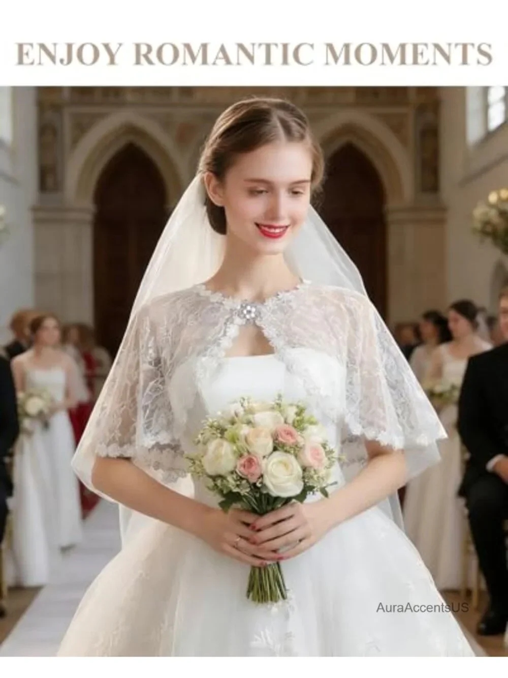 Elegant Lace Cape Shawl Wrap for Bridal Evening Dresses